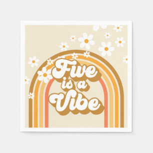 Serviette En Papier Retro Rainbow FIVE est un Vibe Super 5e anniversai