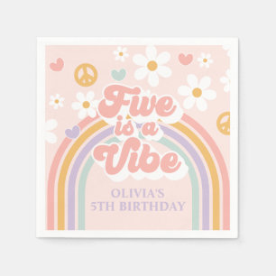 Serviette En Papier Retro Rainbow Five est une Vibration 5e Anniversai
