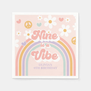 Serviette En Papier Retro Rainbow Nine est un Vibe 9e anniversaire