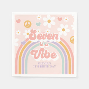 Serviette En Papier Retro Rainbow Seven est une Vibe 7e anniversaire