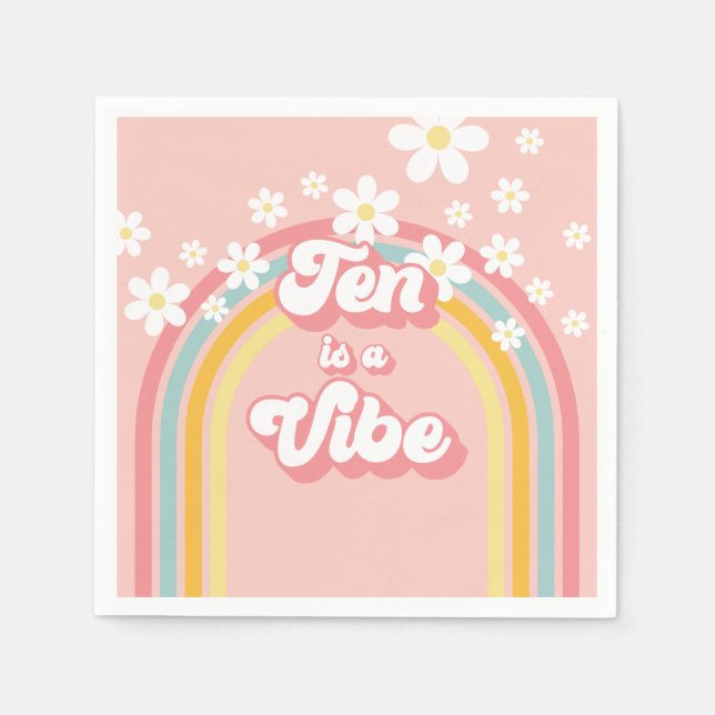 Serviette En Papier Retro Rainbow Ten est un Vibe Super 10e anniversai (Devant)