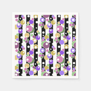 Serviette En Papier Rétro, rayé et pois