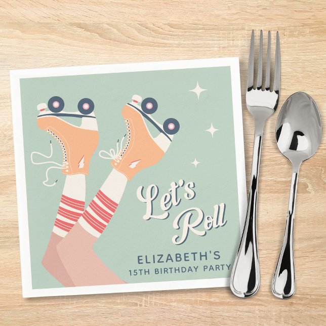 Serviette En Papier Retro Roller Sking fête d'anniversaire (Créateur téléchargé)