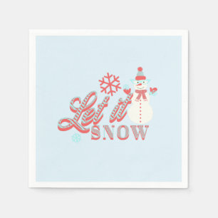 Serviette En Papier Retro Snowman Laisser neiger Noël