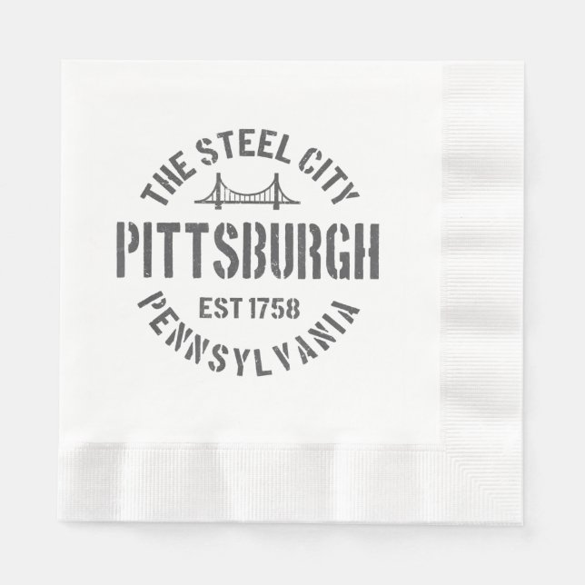 Serviette En Papier Retro Steel City Pittsburgh Pennsylvania Yinz vint (Devant)