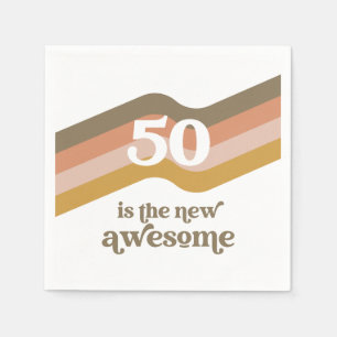 Serviette En Papier Retro Stripes 50e Anniversaire de fête Napkins