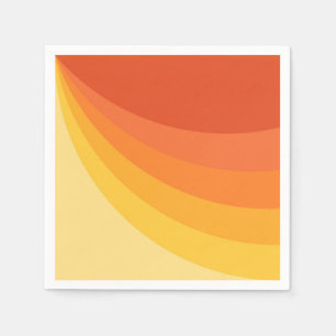 Serviette En Papier Retro style jaune et orange rayons de soleil desig