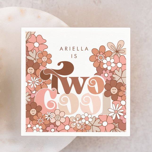 Serviette En Papier Retro Super deux filles Cool 2e anniversaire (Créateur téléchargé)