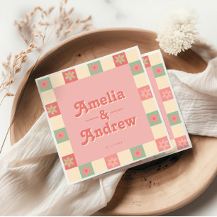 Serviette En Papier Retro Super Floral Mariage des années 1970