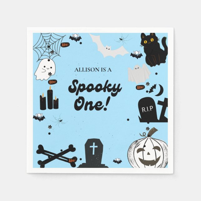 Serviette En Papier Retro Super Halloween éffrayant un premier anniver (Devant)