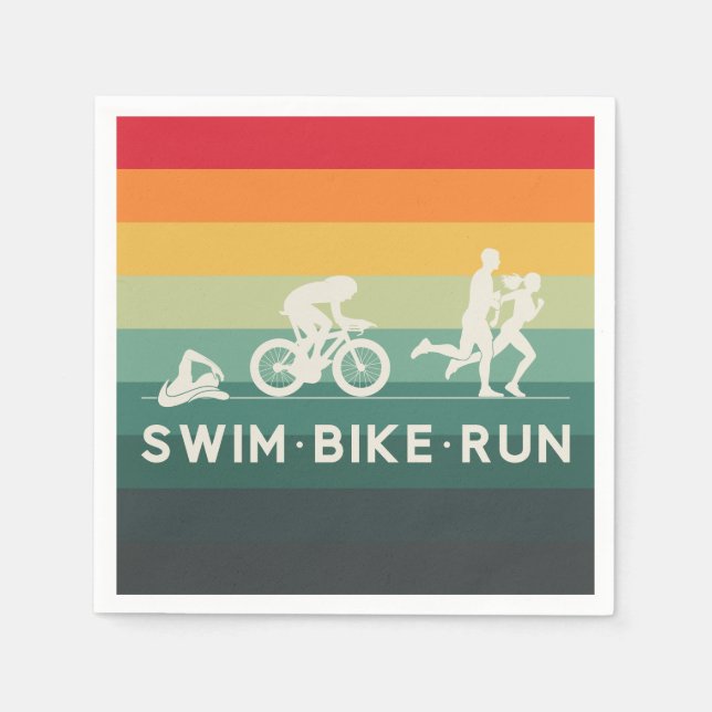 Serviette En Papier Retro Swim Bike Run Triathlon Icon Series (Devant)