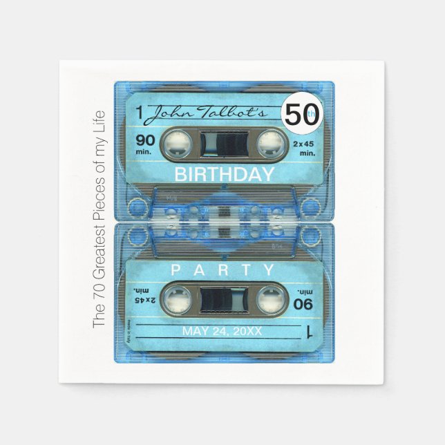 Serviette En Papier Retro T4 Audiotape 50e anniversaire Papier de fête (Devant)