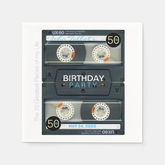Serviette En Papier Retro T6 Audiotape 50e anniversaire Papier de fête (Devant)