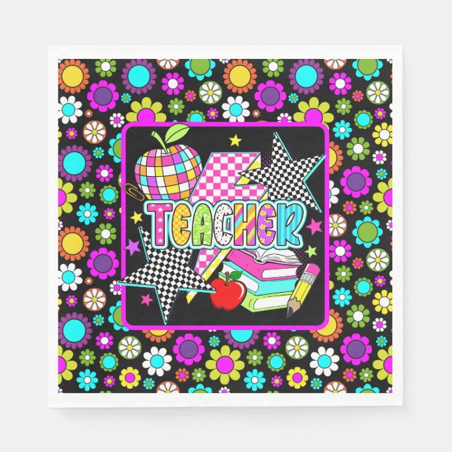 Serviette En Papier Retro Teacher Paper Dinner Napkins (Devant)
