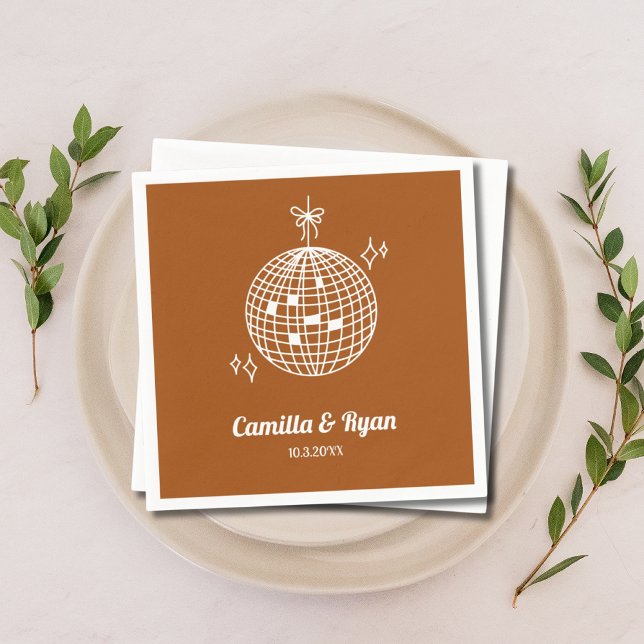 Serviette En Papier Retro Terracotta Disco Décor Mariage serviettes (Retro Terracotta Disco Wedding Decor Napkins )