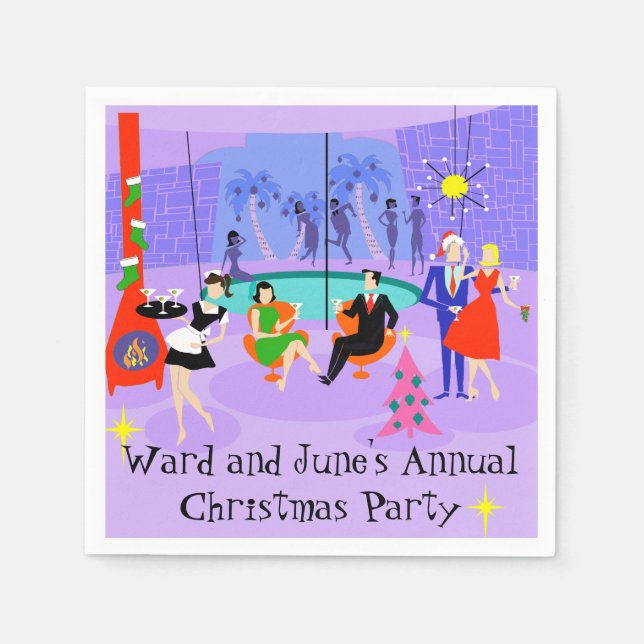 Serviette En Papier Retro Tropical Noël Party jetable serviettes (Devant)