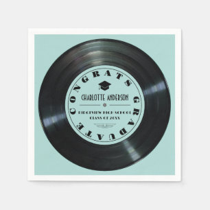 Serviette En Papier Retro Vinyl Record Turquoise Graduation