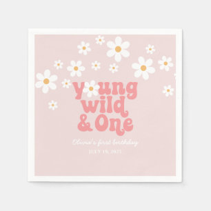 Serviette En Papier Retro Young Wild One Daisy floral 1er anniversaire