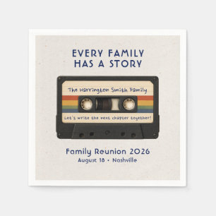 Serviette En Papier Réunion de famille cassette rétro nom date