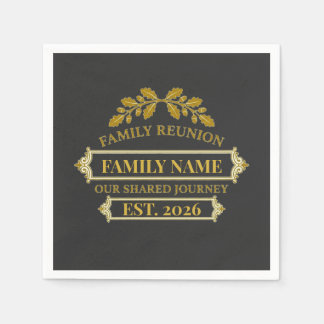 Serviette En Papier Réunion de famille feuille de chêne doré nom perso