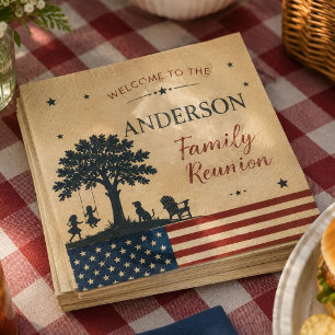 Serviette En Papier Réunion de famille personnalisée Rustique Patrioti