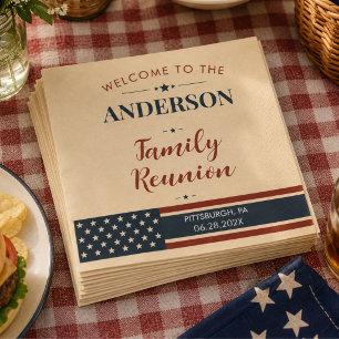 Serviette En Papier Réunion de famille personnalisée Rustique Patrioti