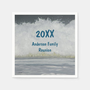 Serviette En Papier Réunion de famille vague océanique plage
