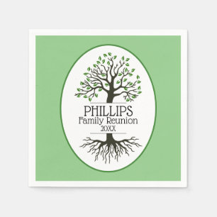 Serviette En Papier Réunion de la famille Sage Green Tree