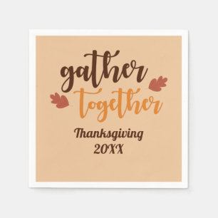 Serviette En Papier Réunissez-vous couleurs d'automne de Thanksgiving 