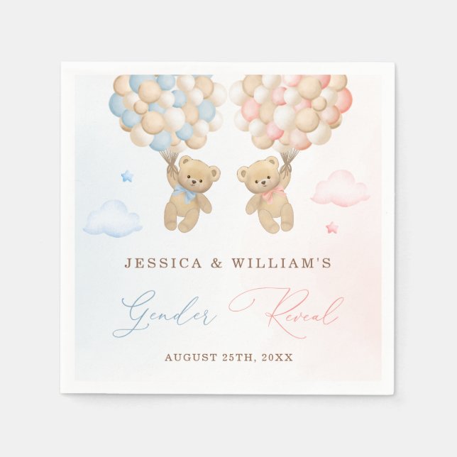 Serviette En Papier Révélation de genre de l'ours en peluche (Devant)
