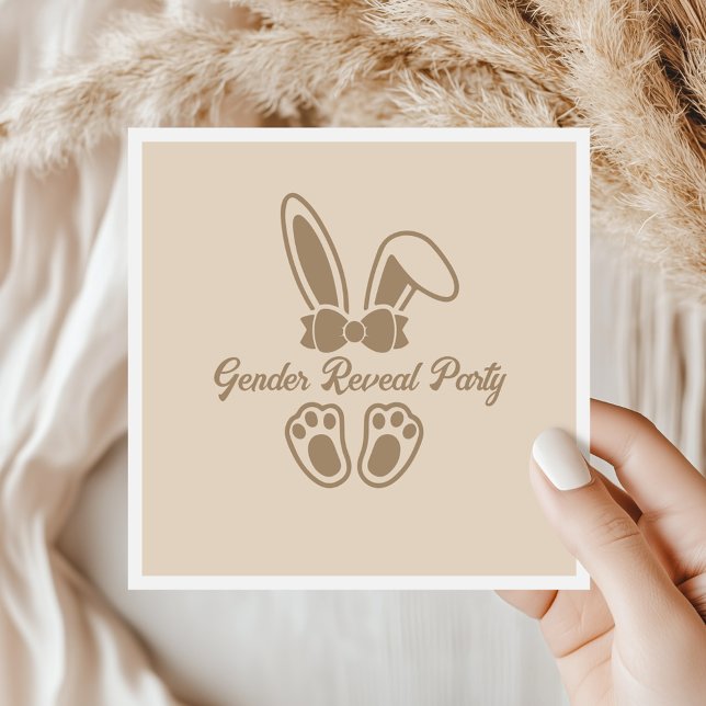Serviette En Papier Révélation de genre minimaliste beige clair lapin (Créateur téléchargé)