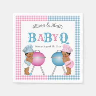 Serviette En Papier Révélation de genre Rose Bleu Gingham Bébé Q BBQ