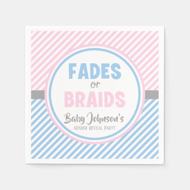 Serviette En Papier Révélation du genre du bébé - Pailles ou tresses (Devant)