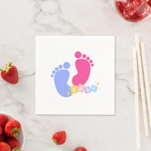 Serviette En Papier Révélation du sexe de bébé avec des empreintes de