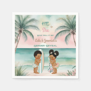 Serviette En Papier Révélation du sexe de bébé de plage tropicale Blus