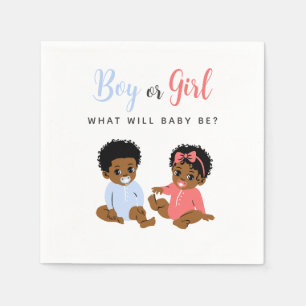 Serviette En Papier Révélation du sexe du bébé afro-américain rose et