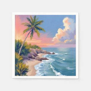 Serviette En Papier Rêverie d'eau salée   Mer de peinture à l'aquarell