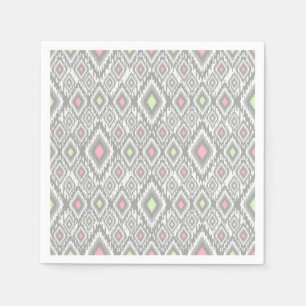 Serviette En Papier Rhombus gris, vert, rose sur un blanc
