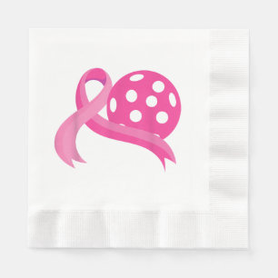Serviette En Papier Ribbon Coeur Rose Cute Pickleball Cancer du sein A
