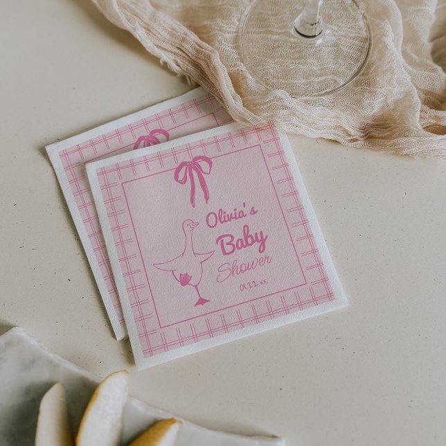 Serviette En Papier Ribbon pour bébé fille Douche rose soie oie rose (Créateur téléchargé)