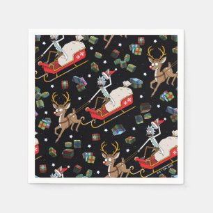 Serviette En Papier Rick et Morty Christmas Reindeer Sleigh Motif
