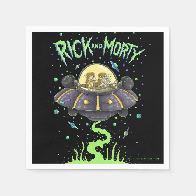 Serviette En Papier RICK ET MORTY™ | Graphique de vol spatial illustré (Devant)