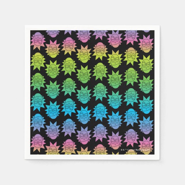 Serviette En Papier RICK ET MORTY™ | Rainbow Rick Head motif (Devant)