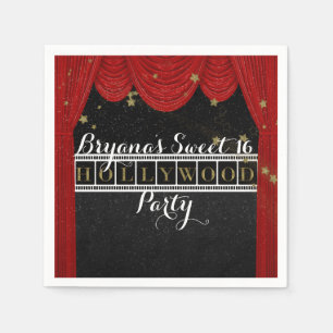 Serviette En Papier Rides HOLLYWOOD personnalisés en rouge & Or