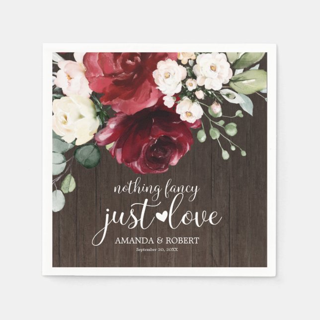 Serviette En Papier Rien De Fancy Juste Aimer Bois Rustique Floral (Devant)