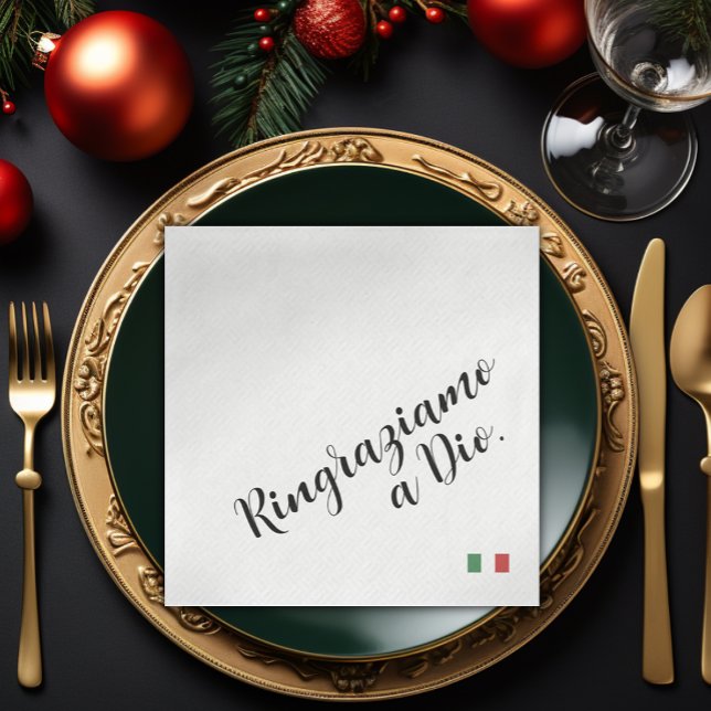 Serviette En Papier Ringraziamo a Dio - Dîner de Gratitude Italien (Italian Christmas Gratitude Dinner Napkin
Ringraziamo a Dio
Thank You God)