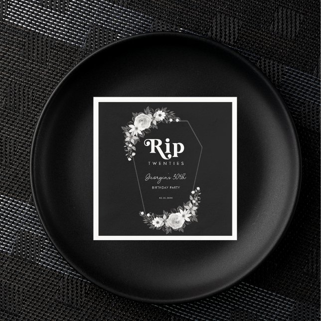 Serviette En Papier Rip To My Twenties Black 30th Birthday Party (Créateur téléchargé)