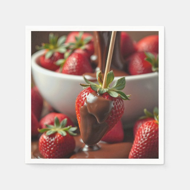 Serviette En Papier Ripe Strawberry Dipped In Chocolate (Devant)