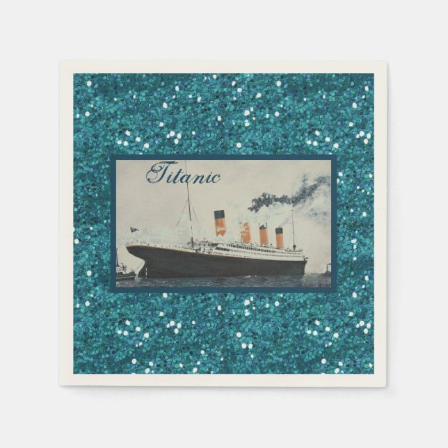 Serviette En Papier RMS Titanic Deep Blue Parties scintillant White St (Devant)