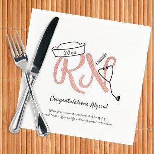 Serviette En Papier RN Rose Gold Parties scintillant infirmière décora